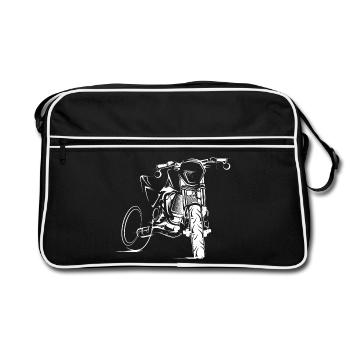 Supermoto moto illustration motard logo personnalisé - Sac Retro - noir/blanc - Devant