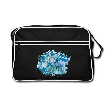Korallenriff mit Muscheln,Seeanemonen und Korallen - Retro Tasche - Schwarz/Weiß - Vorne