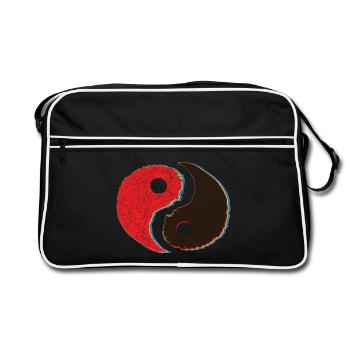 Yin Yang Symbol chinesisch Tai Chi Qigong Kung Fu - Retro Tasche - Schwarz/Weiß - Vorne