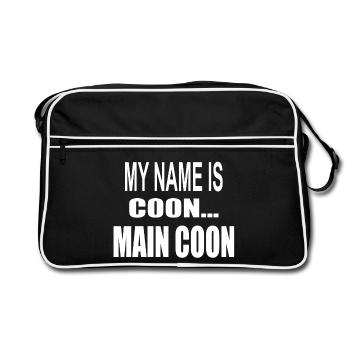 Chat Maine Coon - My name is coon (blanc) - Sac Retro - noir/blanc - Devant