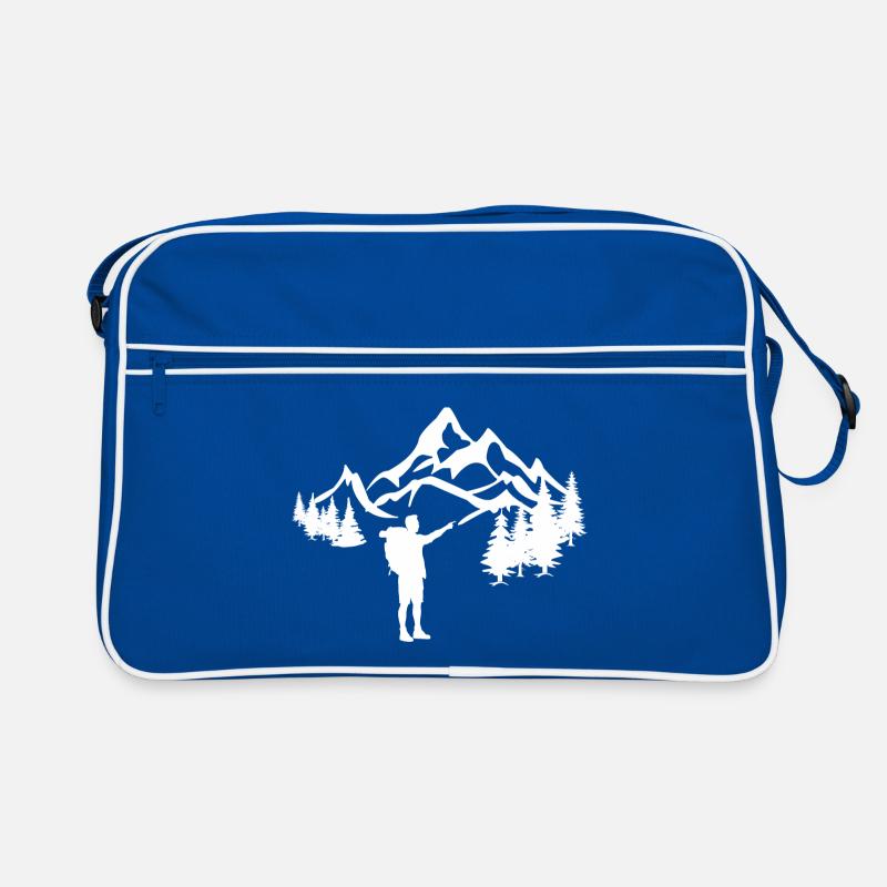 Wanderer in den Bergen Retro Tasche
