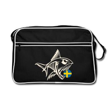 Suède Pêche Pêche à la ligne Pêche - Sac Retro - noir/blanc - Devant