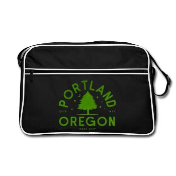 Logo de l’arbre vert de Portland - Sac Retro - noir/blanc - Devant