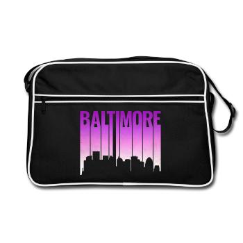 Baltimore Skyline Gradient - Retro Tasche - Schwarz/Weiß - Vorne