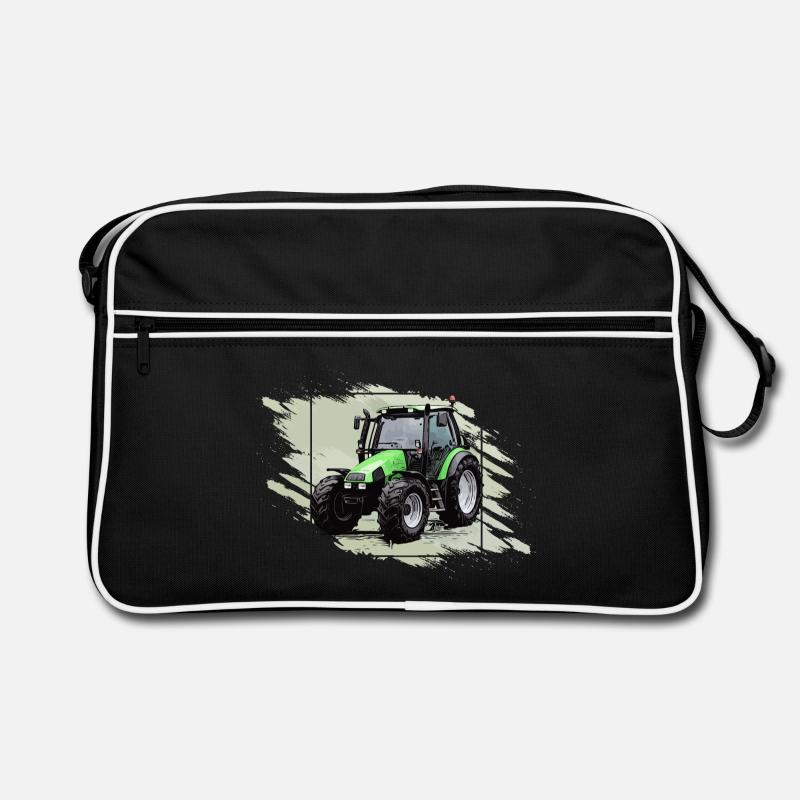 Kleiner grüner Traktor - Retro Tasche - Schwarz/Weiß