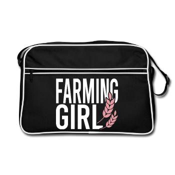 Farming Girl - Retro Tasche - Schwarz/Weiß - Vorne