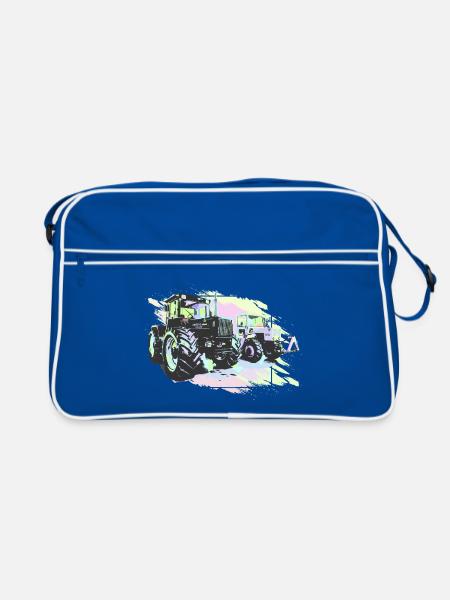 Klassische MB-trac Traktoren - Retro Tasche - Blau/Weiß - Vorne
