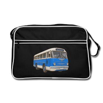 Vieux bus bleu - Sac Retro - noir/blanc - Devant