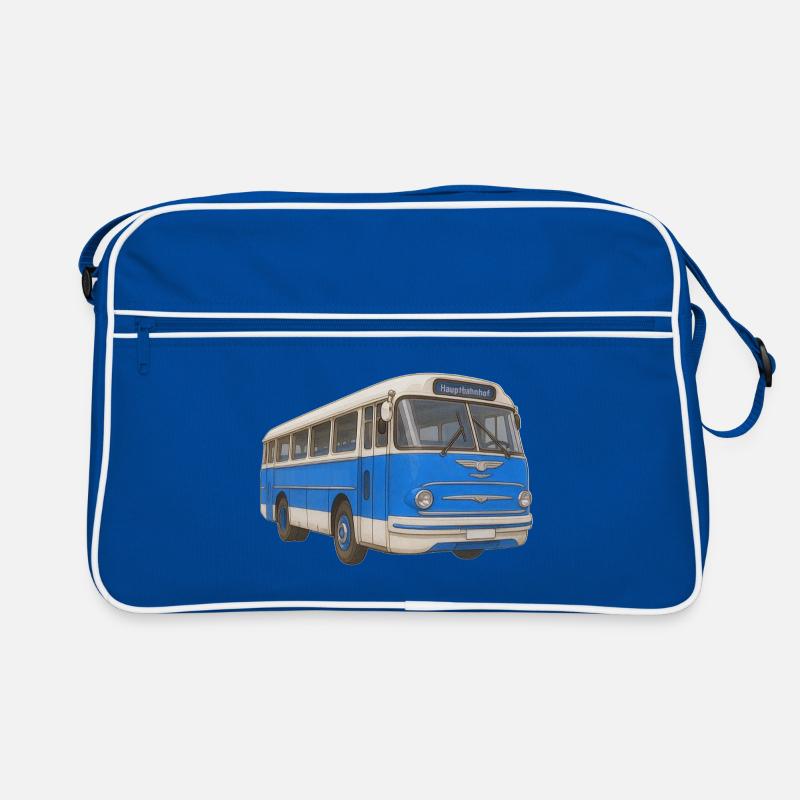 Vieux bus bleu Sac Retro
