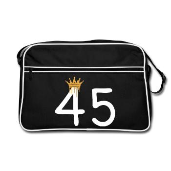 Numéro royal 45 avec couronne en or - Sac Retro - noir/blanc - Devant