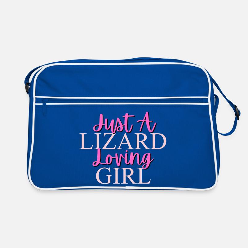 Nur ein Eidechse liebendes Mädchen Design Retro Tasche