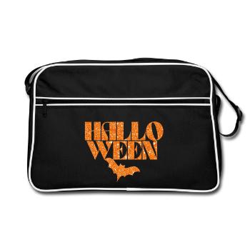 Silhouette de chauve-souris orange d’Halloween - Sac Retro - noir/blanc - Devant
