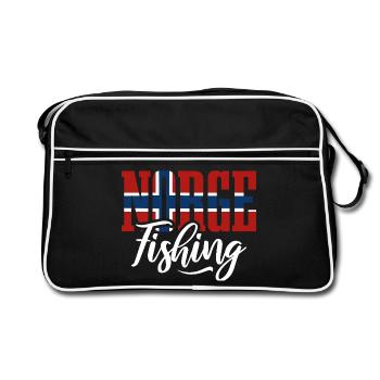 Norge Fishing Flag - Norway Angler Gift - Retro Bag - black/white - Front