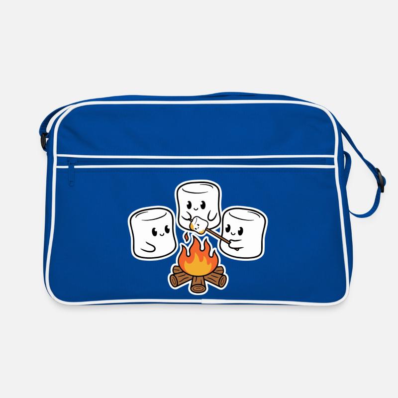 Kuschelige Marshmallows am Lagerfeuer Retro Tasche