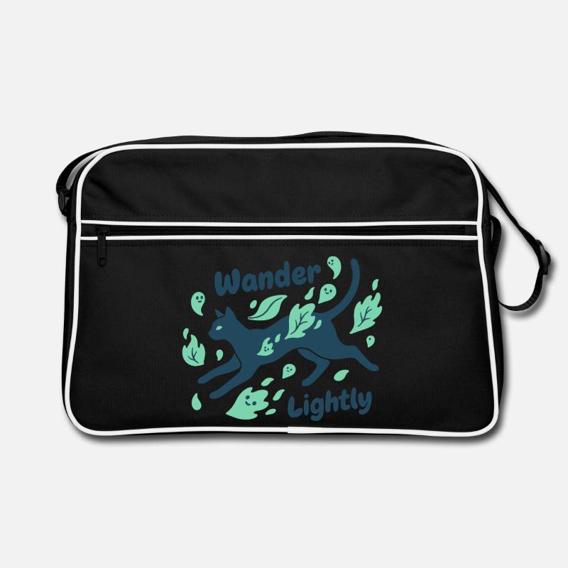 Chemin de chat à travers la mer de feuilles Sac Retro