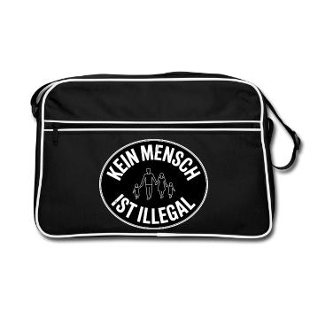 Kein Mensch est illégal - Gegen Rechts - Sac Retro - noir/blanc - Devant