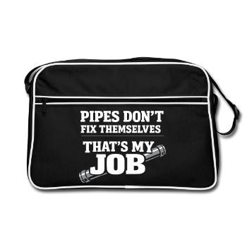 Pfeifenflüsterer, Klempnerhandwerk, Humor-geschenk - Retro Tasche - Schwarz/Weiß - Vorne