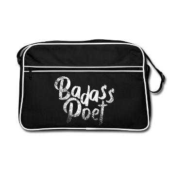 Badass Poet: Fette Pinseltypografie - Retro Tasche - Schwarz/Weiß - Vorne