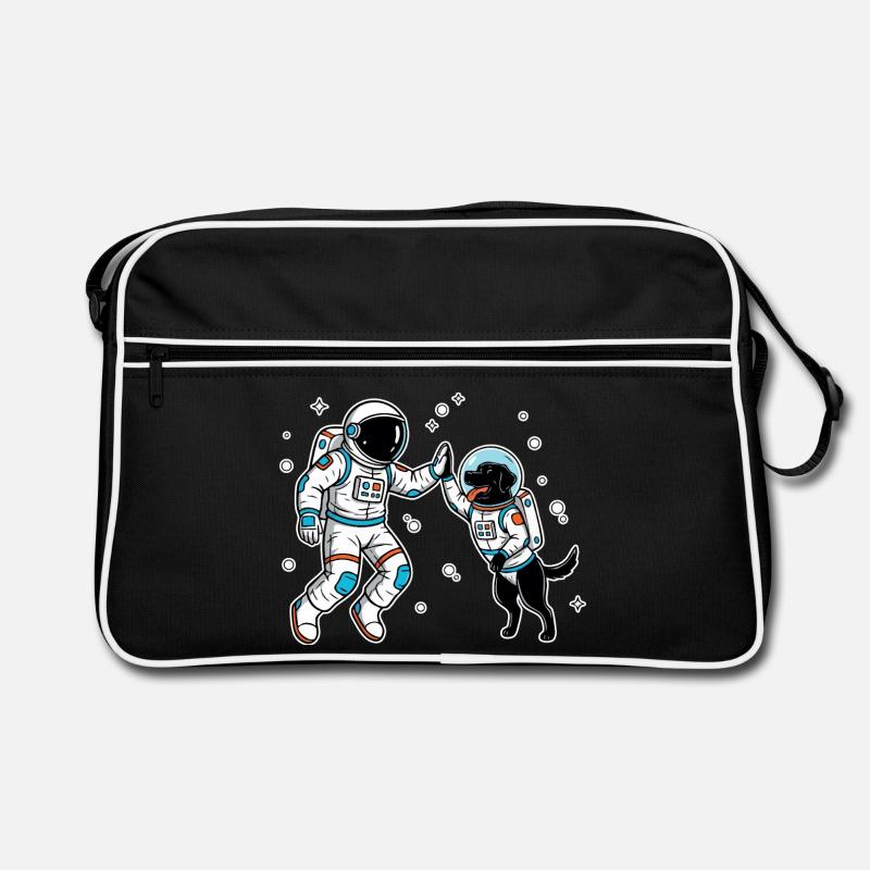Astronaute Chien Labrador Noir High Five Espace Sac Retro