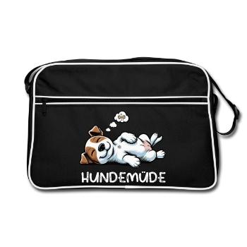 Hundemüde Jack Russel terrier Jack russel besitzer - Retro Tasche - Schwarz/Weiß - Vorne