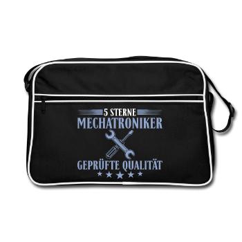 5 Sterne Mechatroniker – Profi Autoschrauber - Retro Tasche - Schwarz/Weiß - Vorne