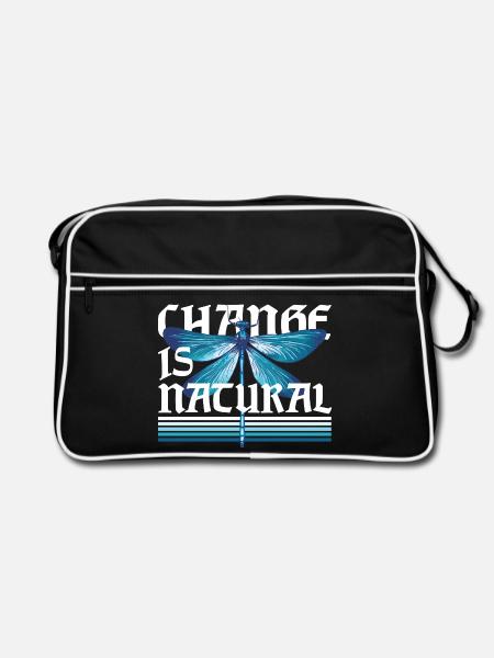 Dragonfly Dragonflies Change Is Natural - Retro Bag - black/white - Front