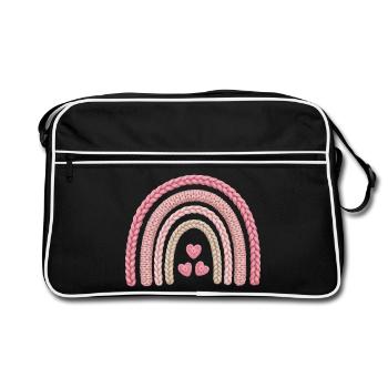 Rainbow Pink Knitting Pattern - Retro Bag - black/white - Front