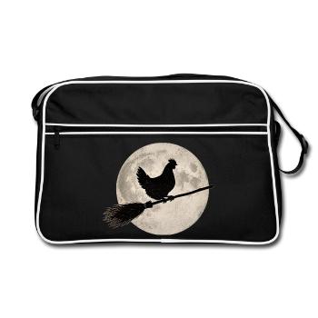 T-shirt Chicken Witch’s Broom, Full Moon Halloween - Sac Retro - noir/blanc - Devant