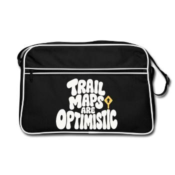 Wanderhumor – Trail Maps Are Optimistic - Retro Tasche - Schwarz/Weiß - Vorne