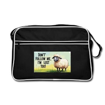 Moutons « Ne me suis pas – moi aussi je suis perdu ! » - Sac Retro - noir/blanc - Devant