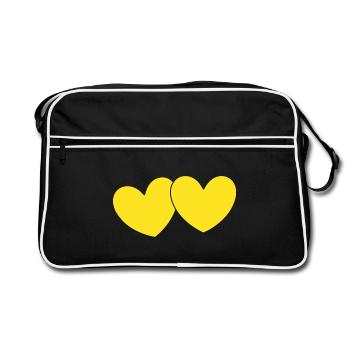 Yellow Hearts Heart Yellow Gift - Retro Bag - black/white - Front