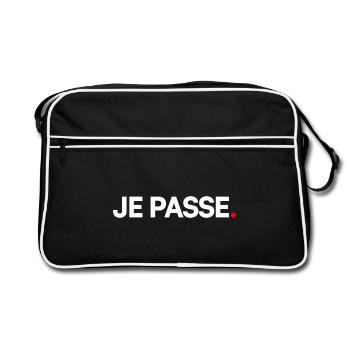 JE PASSE | Expression humour minimaliste - Sac Retro - noir/blanc - Devant