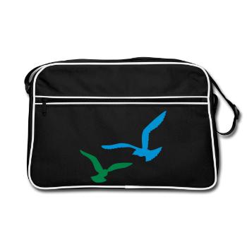 moewen vogel natur - Retro Tasche - Schwarz/Weiß - Vorne