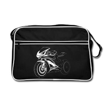 Motorcycle Racing Biker Race Illustration Icon - Retro Bag - black/white - Front