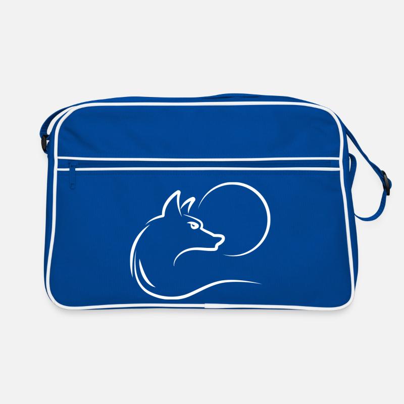 Wolf bei Vollmond Retro Tasche