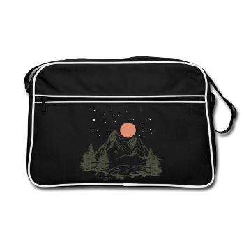 Berg Natur Zelten Camping sterne wald Geschenk - Retro Tasche - Schwarz/Weiß - Vorne