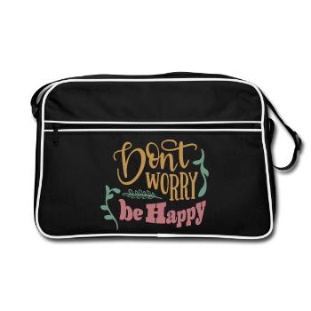 Ne vous inquiétez pas, soyez heureux - Sac Retro - noir/blanc - Devant