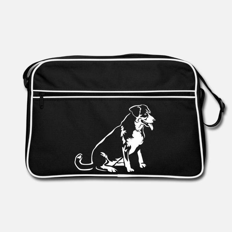 Entlebucher Sennenhund "Black Edition" - Retro Tasche - Schwarz/Weiß