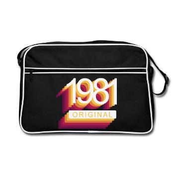 Geboren 1981 - Retro Tasche - Schwarz/Weiß - Vorne