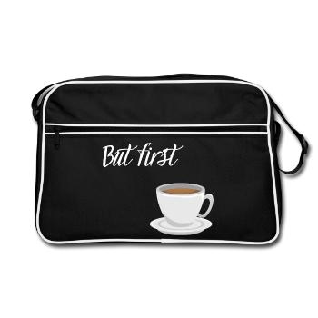 First Coffee - Kaffee-Design - Retro Tasche - Schwarz/Weiß - Vorne