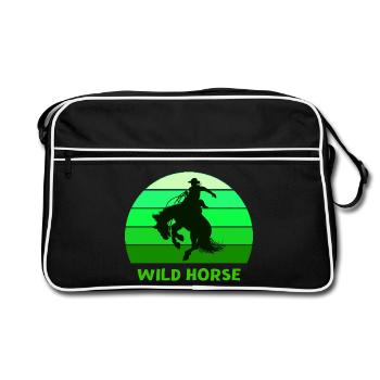 cheval sauvage, Far-West, contrée sauvage - Sac Retro - noir/blanc - Devant