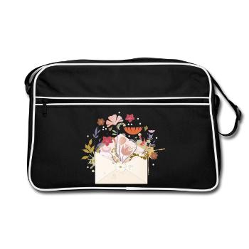 floral envelope with flowers and plants - Retro Bag - black/white - Front