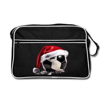 Soccer Christmas Santa Hat Ball - Retro Bag - black/white - Front