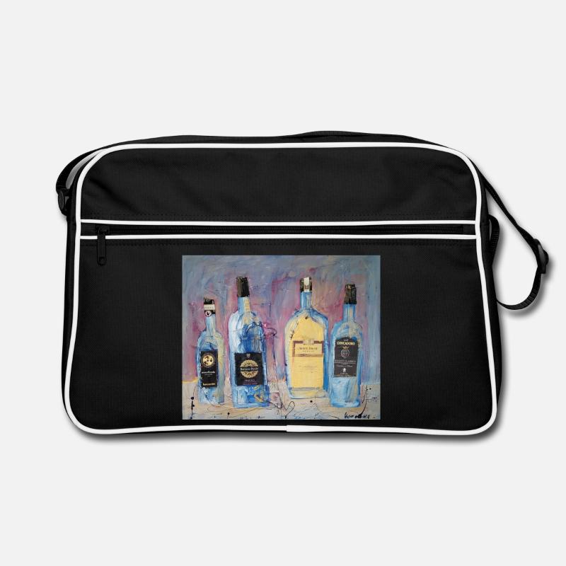 Expressive Weinflaschen vier Freunde Retro Tasche
