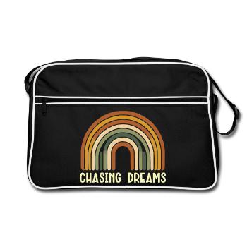 Regenbogen Retro Chasing Dreams - Retro Tasche - Schwarz/Weiß - Vorne