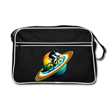 Cyclist on Saturn - Retro Bag - black/white - Front