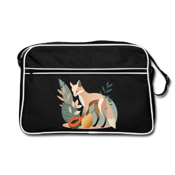 Elegant fox with tropical fruits - Retro Bag - black/white - Front