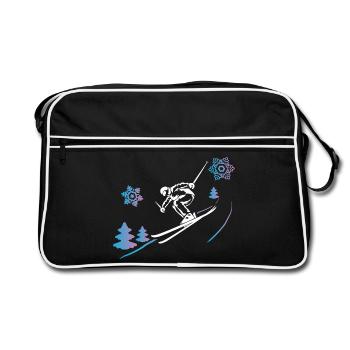 Skiers in winter snow - Retro Bag - black/white - Front