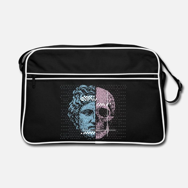 Digital Split Ancient Face Skull Art Design Retro Tasche