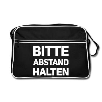 Please keep your distance Corona Crisis Note - Retro Bag - black/white - Front